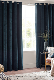 Heavy Chenille Eyelet, Navy - Ready Made Curtains